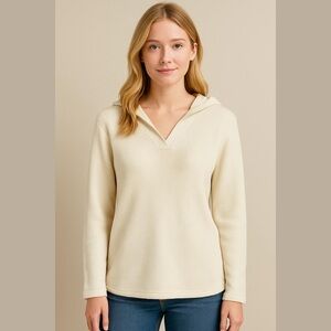 Jones Jeans Petite Ivory Henley Cotton Sweater Size S/P